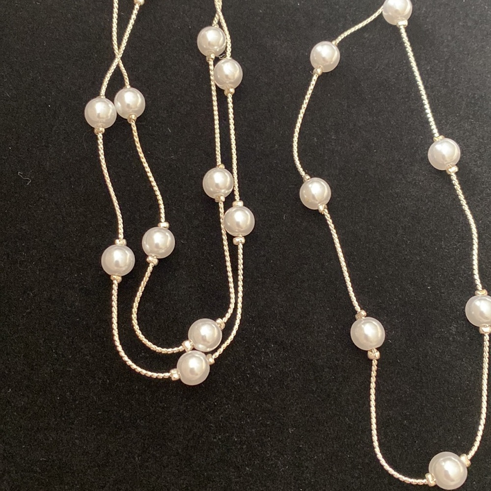 Faux Pearl Long Necklace